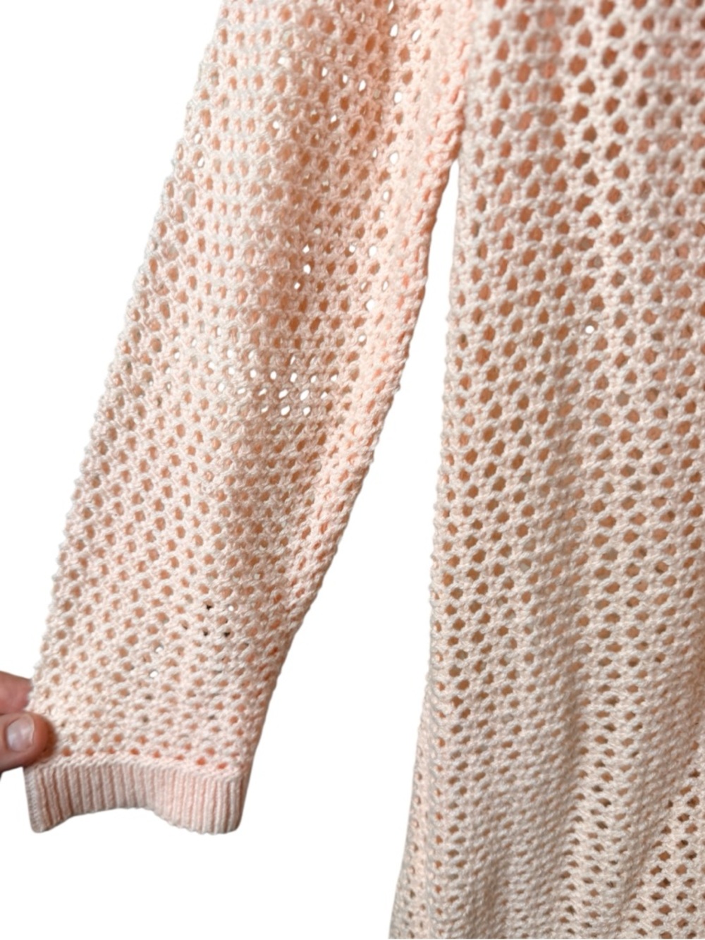 NWT Workshop Republic Clothing Small Peach Open-Knit Button Cardigan - Picture 3 of 6